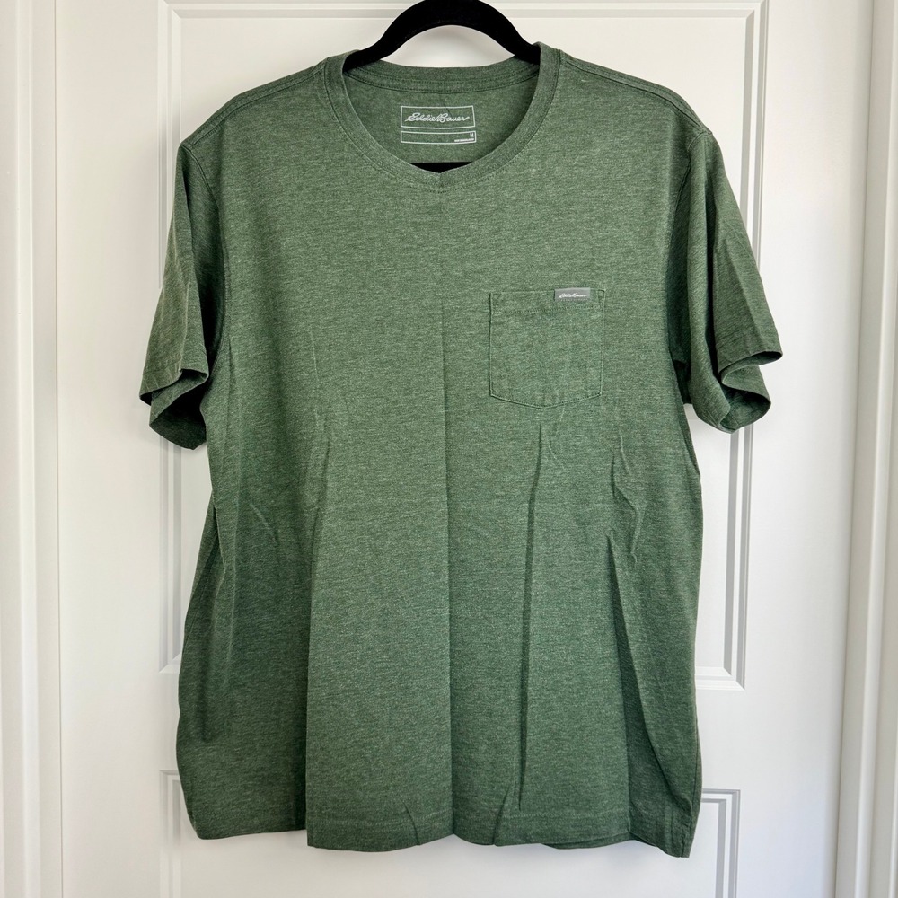 Eddie Bauer Pocket T-Shirt Heathered‎ Green Casual Everyday Mens Size M